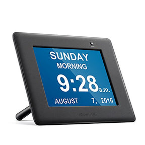 iGuerburn - Large LED 8" Digital Talking Family Clock Calendar For the Elderly, Vision Impaired, or Kids, Black