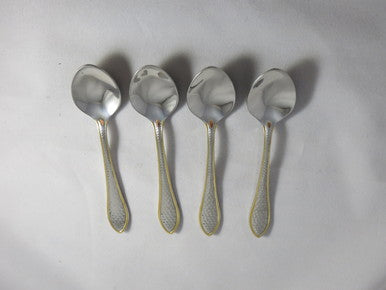 Holister Museum Collection Gold Accent American Hammered Dessert Coffee Spoons, Set of 4