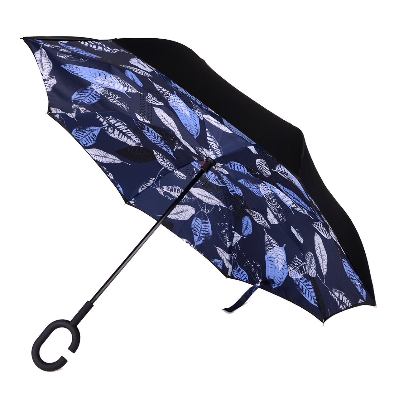 Selini Blue Leaf Batik Double Layer Inverted Umbrella