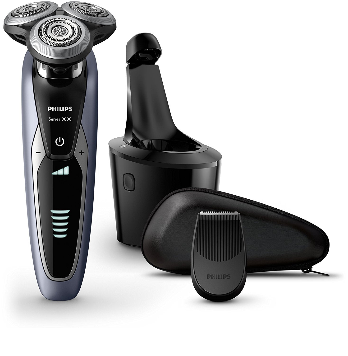 Philips Norelco Shaver S9721/27 Series 9000 with Smartclean, Refurbished - 50min shaving time, 1 hour charge, dual voltage, waterproof TRAVELD - cleaning solution NOT included