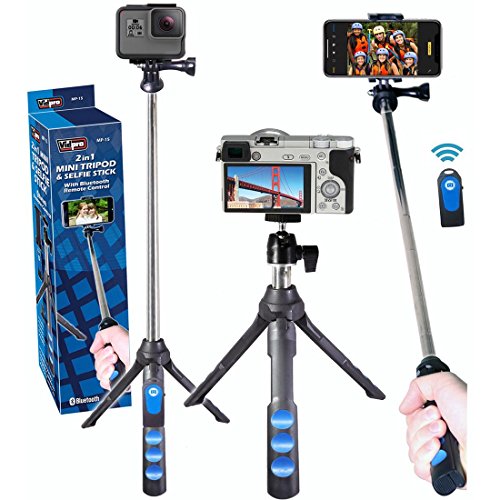 Vidpro MP-15 2-in-1 Mini Tripod Selfie Stick with Bluetooth Remote Control