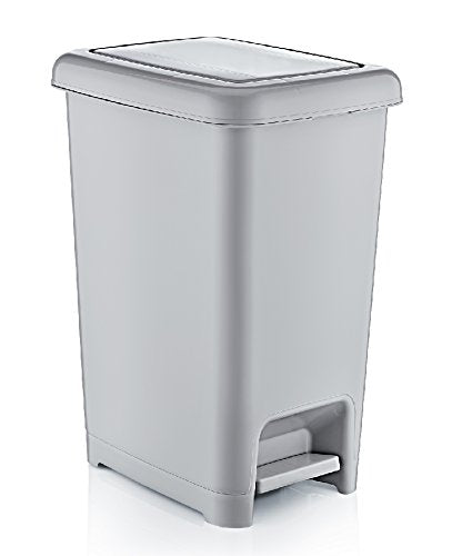Superio Slim Pedal Trash Can, 64 Qt. (Beige) (Grey)