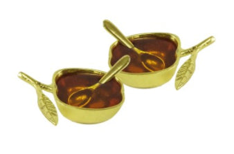 Classic Touch SPSH806 Apple Shaped Salt and Honey Dish, Gold