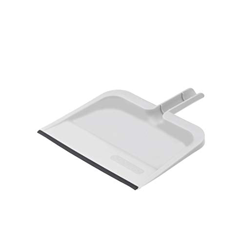 Superio Clip-On Dustpan with Rubber Lip Light Grey - 10 inch Wide Durable Plastic Dust Pan with Comfort Grip Handle