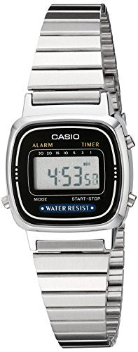 Casio Women's LA670WA-1 Daily Alarm Digital Watch, Silver Band