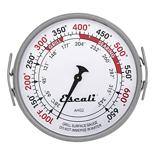 Escali Extra Large Direct BBQ Grill Surface Thermometer, Silver