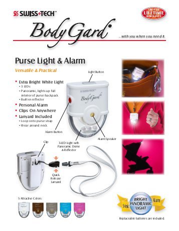 Swiss Tech Body Gard Purse Light and Alarm Personal Security Device, Taupe