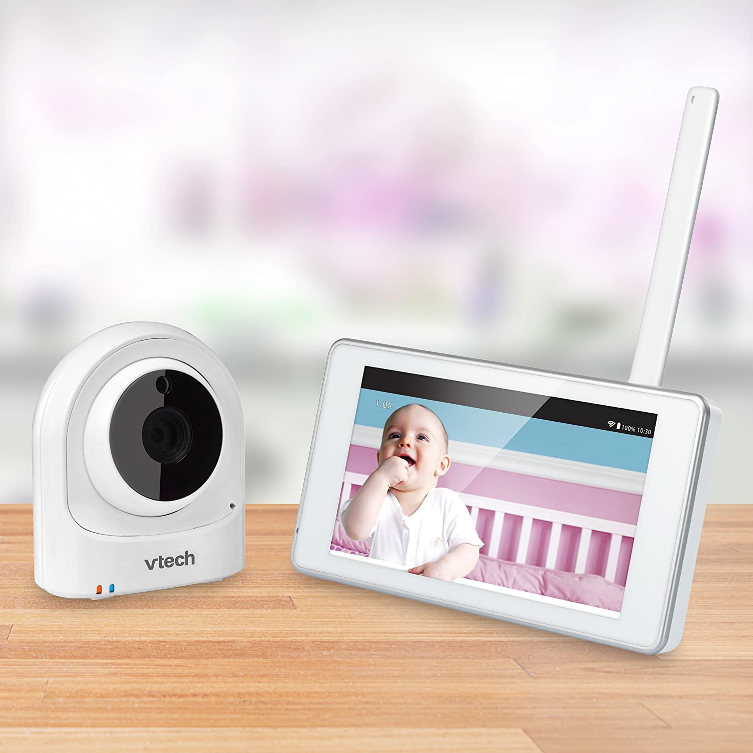 VTech VM981 Wireless WiFi Video Baby Monitor with Remote Access App, 5" Touch Screen, White