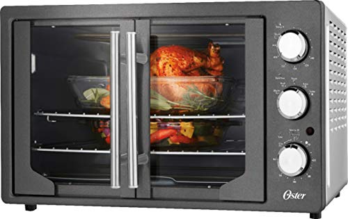 Oster French Door Convection Toaster Oven with Broil, Fits 2 9x13 Pans, 60 Min Timer 12.9" x 21.7" x 18.6" (H x W x D)