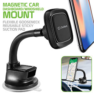 Cellet RHSUMAG100 Extra Strength Magnetic Car Dashboard/Windshield Cellphone GPS Mount Holder, Magnetic Car Dashboard/Windshield Mount with Flexible Gooseneck and Reusable Sticky Suction Pad