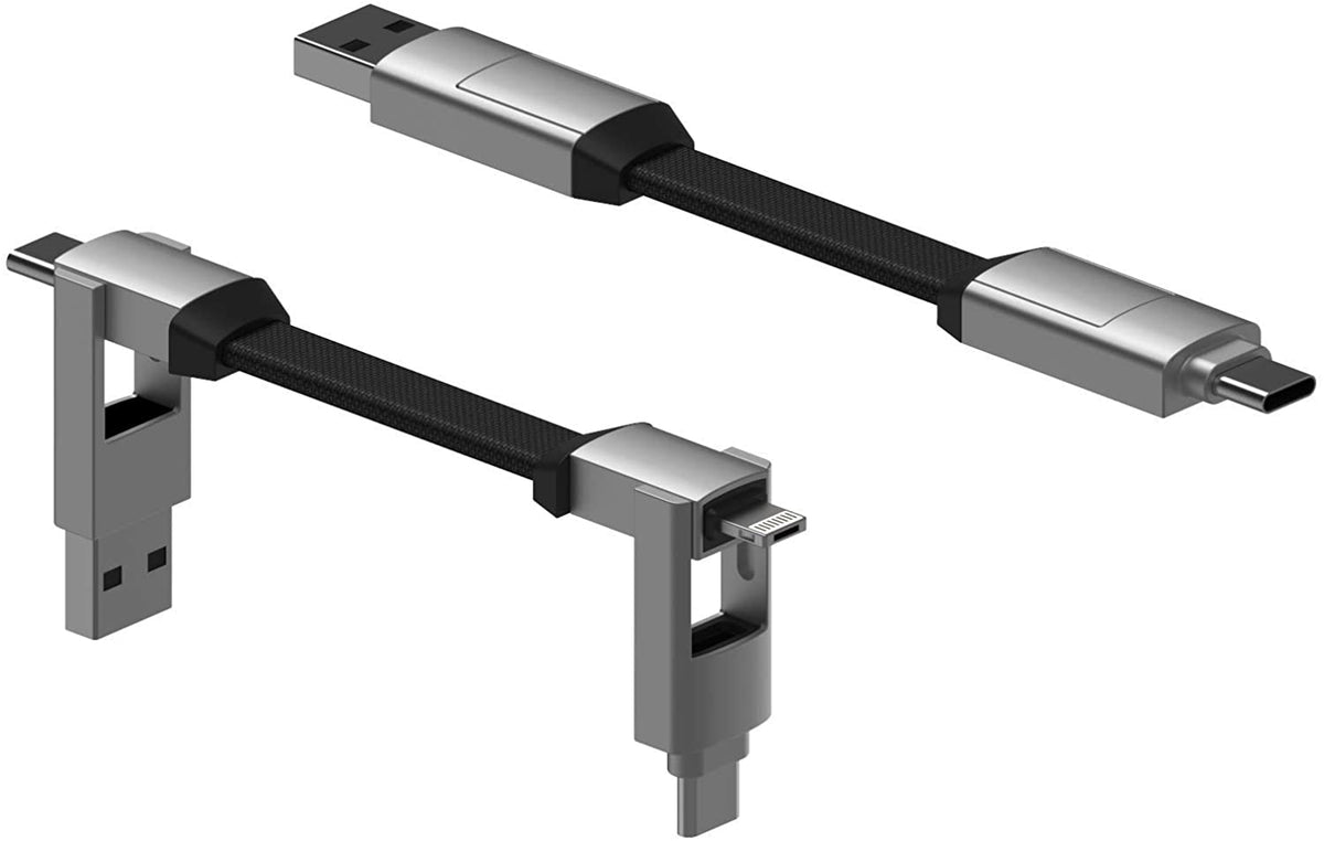 inCharge 6 - The Six-in-One Cable, Magnetic Portable Keyring, Moon White