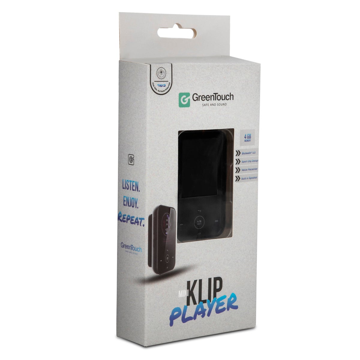 Greentouch - Mini Klip Bluetooth Kosher MP3 Player, Includes Silicone Case and Screen Protector