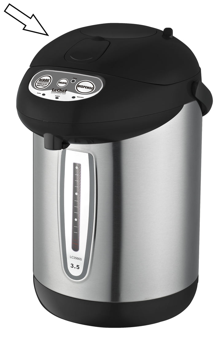 Le Chef LC3566S 3.5QT Hot Water Pump Pot, Stainless Steel W/ AUTO DISPENSE, Allowed to Add Water on YOM TOV PUMPPOT