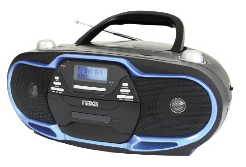 NAXA Electronics NPB-257 Portable MP3/CD Player boombox, AM/FM Stereo Radio and USB Input (Black/Blue)
