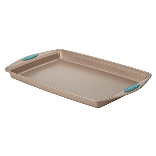Rachael Ray Cucina Nonstick Bakeware  Latte Brown with Blue Grips