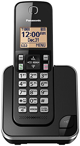 Panasonic KX-TGC350B DECT 6.0 1-Handset Cordless Phone Telephone, Black - with Ringer ID, Handset Speakerphone, Call Waiting, Intercom, Up to 6 Handsets
