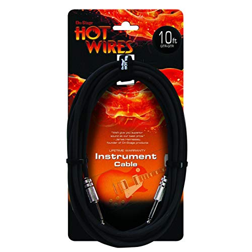 On-Stage Hot Wires 1/4" Guitar Instrument Cable, 10 Feet