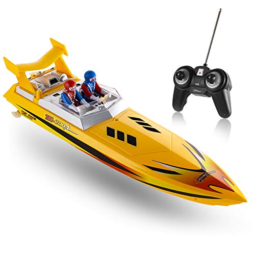 Top Race Remote Control Water Speed Boat,  Perfect Toy for Pools and Lakes 8 Mph (Yellow)