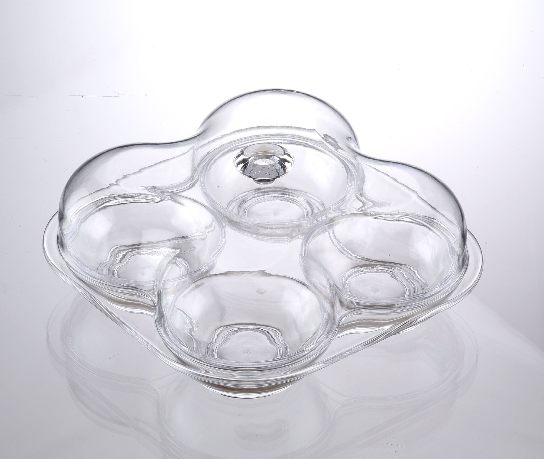 Huang Acrylic 4 Bowl Tray with Cover