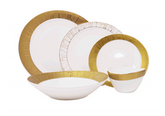 Brilliant Formal Bone China Dinnerware Set, Seville Gold, 30 pc, Service for 6, Dinner, Salad, Bread & Butter, Soup, Compote, Dishwasher Safe