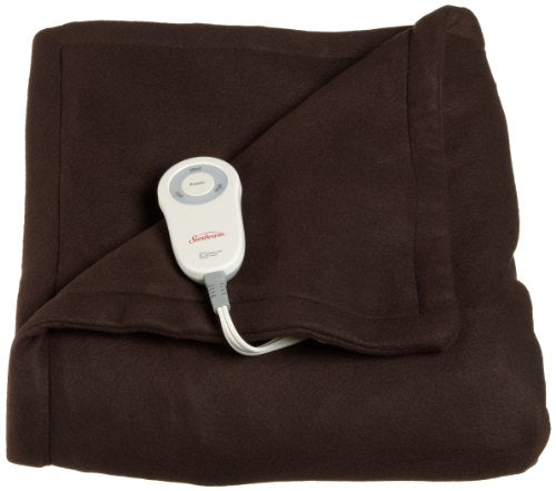 Sunbeam Fleece Heated Throw with PrimeStyle Lighted Controller, Extra Soft Super Warm Plush Electric Throw Blanket, Walnut Brown