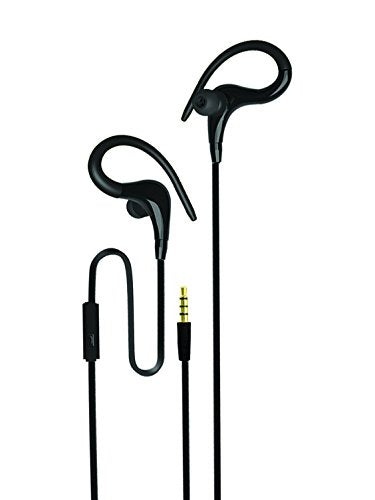 COBY CVE407BK Sweat Resistant Earphones Earbuds with Built-In Microphone & Tangle-Free Flat Cable, Black