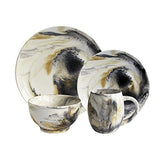 American Atelier Marble Stoneware Dinnerware Set, Tortoise Gray, Service for 4