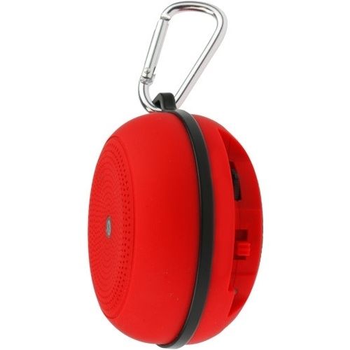 Xtreme Cables XBS9-1009 Rechargeable Wireless Bluetooth Sport Speaker with Built-in Microphone & Carabiner Hook System, Red