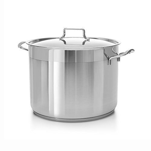 Hascevher Classic Stainless Steel Chef’s Induction Stockpot with Lid, Multi-Purpose Cookware Engineered with Encapsulated Base (16 Quart 16QT ) COOKPOT