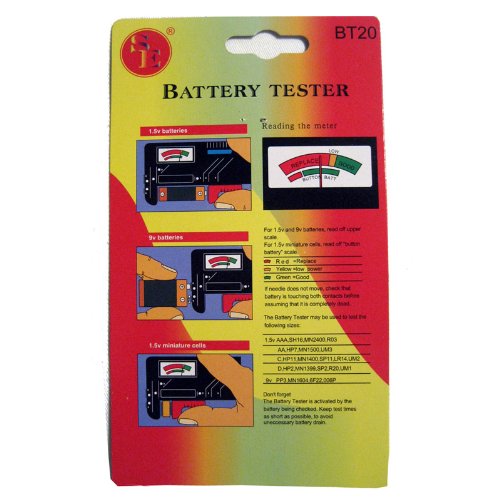 SE BT-168 Battery Tester  BATTTEST Test standard and rechargeable batteries: 9V, AA, AAA, C, D, 1.5V Button Type
