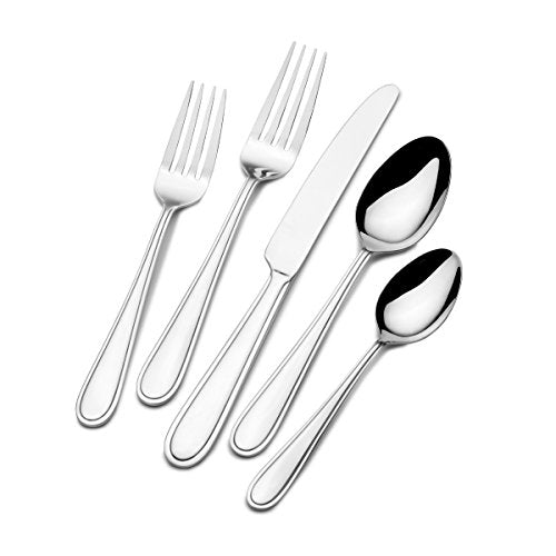 Gourmet Basics by Mikasa 20 Piece 18/0 Stainless Steel Flatware Set, Westfield Frost - Service for 4