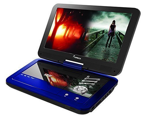 Impecca DVP1016 10.1" Portable DVD Player, Blue - 6 Hour Rechargeable Battery, Swivel Screen