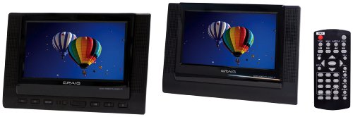 Craig 7-Inch TFT Dual Screen Portable DVD Player, Black
