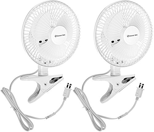 Comfort Zone CZ6C 6-Inch 2-Speed Clip-On Fans (White, 2 Pack)