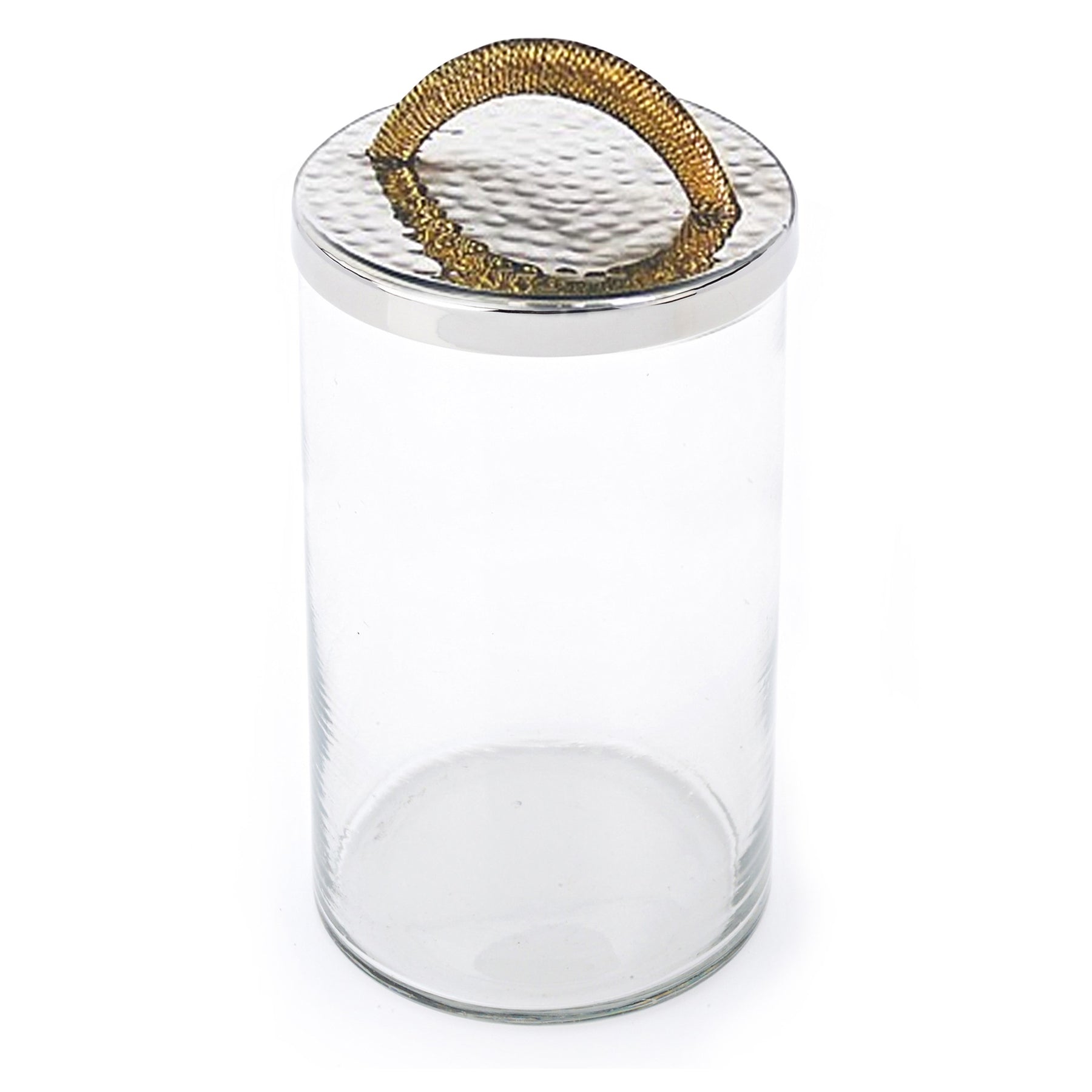 Classic Touch MSGJ59 Glass Jar with Stainless Steel Lid and Gold Handle, Medium (4" x 6.5")