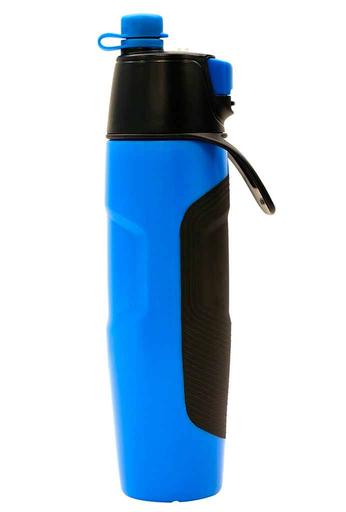 O2COOL 20 Oz Elite Sport Insulated Mist 'N Sip Squeeze Water Bottle, Blue