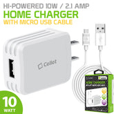 Cellet Hi-Powered 10W / 2.1 Amp Home Charger (Micro USB cable included) - White