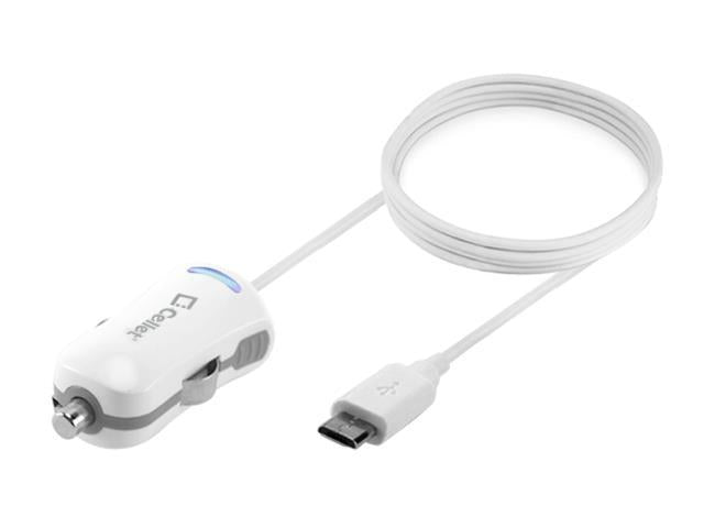 Cellet PMICROY21 Compact 2100mAh Micro Usb Rapid Car Charger, White