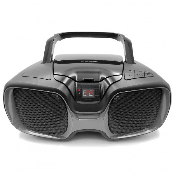 Sylvania Bluetooth Portable CD AM/FM Radio Boombox, AUX, Black