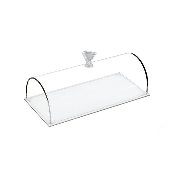 Brilliant Acrylic 11.5" Rectangle Cake Tray with Dome