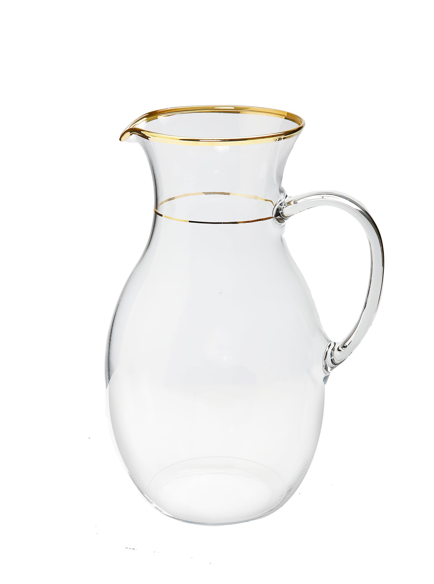 Brocca Sirio Filo Oro Glass Crystal Pitcher Clear with Gold Line and Gold Rim