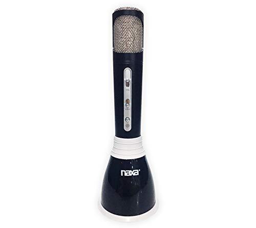 NAXA Electronics NKM102 Handheld Portable Karaoke Microphone All in one System, Wireless Bluetooth, Smartphone Compatible, Rechargeable Battery Audio/Aux in