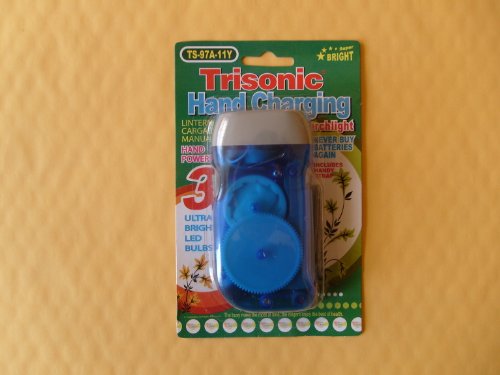 TRISONIC TS-97A-11Y HAND CHARGING 3 LED FLASHLIGHT(NO BATTERIES NEEDED)