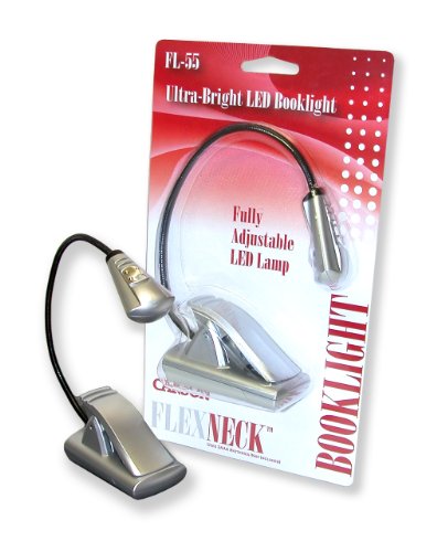 Carson FL-55 Optical FlexNeck Ultra Bright Fully Adjustable LED Book Clip Desk Lamp Light  3 AAA batteries