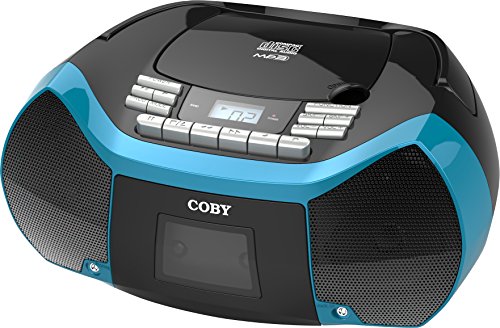 Coby MPCD-102-BLU CD Boombox Cassette Radio Player/Recorder with MP3/USB, Blue