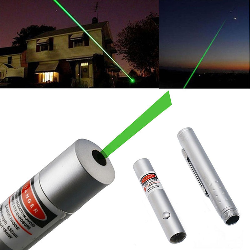 Dimple Green Laser Pen Pointer Astronomy Grade for Military, Lecturers and Law Enforcement, Silver