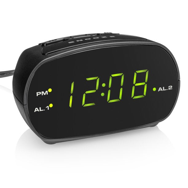 Mainstays Dual Black Digital Alarm Clock with LED Display