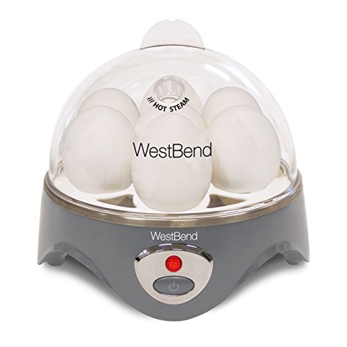West Bend Automatic Electric Cooker, Hard-or Soft-Cook 7 or 2 Poached or Scrambled, 360 Watts, Gray, 7-Egg, 360-Watts