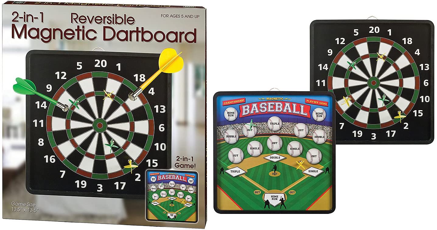 Westminster 2 in 1 Magnetic 14" Dartboard Game, Baseball, Includes 6 Darts