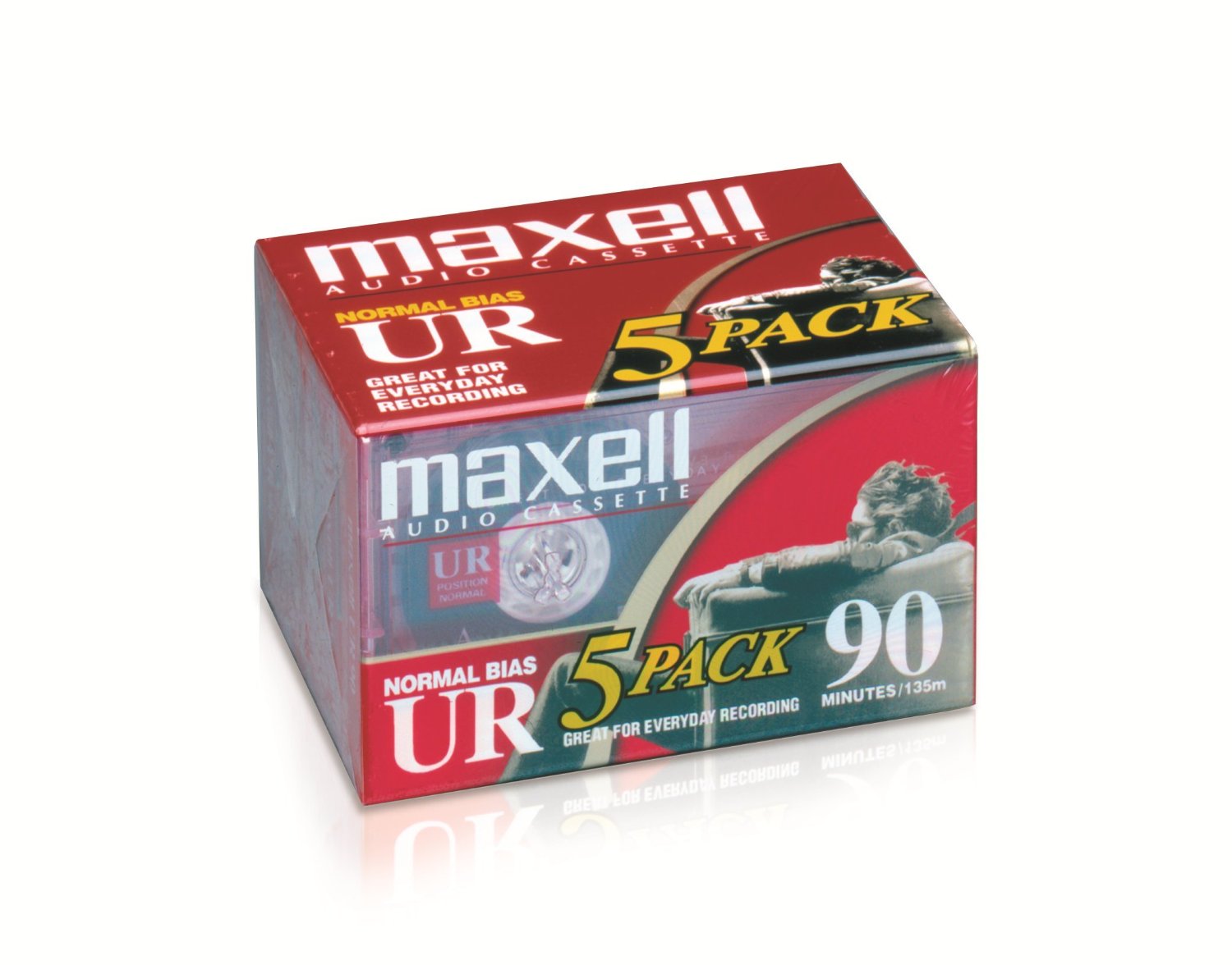 Maxell UR 90 Cassette Audio Tape, 90-Minute Normal Bias Standard, Pack Of 5